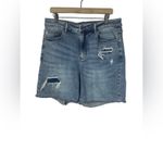 Judy Blue  Denim Patch Mid Length Shorts Size 2XL Photo 3