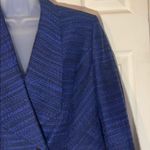 Mary Kay Single Button Cropped Tweed Blue and Black Blazer 10P Photo 4