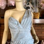 Robert Rodriguez LIGHT BLUE WITH GOLD SHEEN ASYMMETRICAL ONE SHOULDER DRESS (10) Photo 5