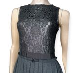 Twenty8Twelve Women’s 4 Black Charcoal Grey Lace Wool Pleated Skirt Tank Dress Photo 4