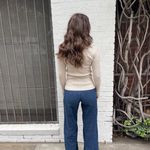 Inc international INC Cream ribbed V-neck knit sweater sz m Photo 2