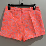 J.Crew Neon Orange Floral Print Mini Shorts Size 4 Style A6066 High Rise Photo 0