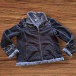  Womens Dress Barn Fleece Faux Fur Jacket Coat Black And Gray XL  Zip Photo 0