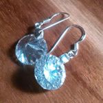 Simulated White Diamond Sterling Silver Dangle Earrings Photo 3
