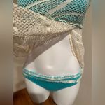 Lucky Brand 1990 Turquoise and Cream Fish Net Mesh Bikini Set Sz SP. Photo 5