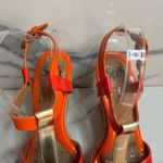 Sofft Wmns Orange Patent Leather Open Toe Strappy Jute Wedge Pedra Sandal Sz 10 Pink Photo 4