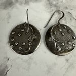 Vintage Sterling Silver Dangle Earrings Man In The Moon Moonface Stars Crescent Photo 1