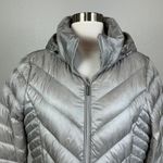 Michael Kors  Quilted Puffer Coat Size Large Gray Mid Length Packable Jacket Photo 6
