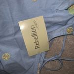 Rebellion nwt lemon embroidered long sleeve blue bow blouse Anthropologie style spring Photo 4