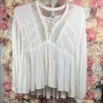 Free People  Cream Lace-Up Blouse A0198 Photo 1
