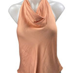 ZARA Coral Silk Satin Halter Sleeveless Cowl Neck Open Back Blouse Top Size L Photo 0