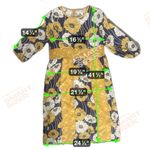 Butter Yellow Blue Floral Midi Sun Dress Med Y2K Coastal Cowgirl Boho Cottage Photo 3