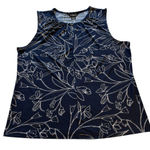Liz Claiborne  Navy and White Floral Tank Top Photo 0