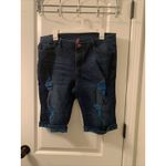 Be Girl Women's Plus Size 16 Blue Capri Jean Shorts Pockets Destroyed Distressed Photo 1