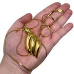 Vintage Napier Shiny 3D Leaf Pendant Gold Tone Statement Necklace Glam Classic Photo 0