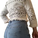 Doncaster Vintage Fringe Sweater Cropped Tribal Aztec Pattern Size Large Indie Photo 1
