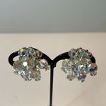 Vintage Laguna clip on earrings faceted clear aurora borealis cascading crystals Photo 6