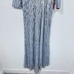 Mac Duggal  Silver Sequin Long Sleeve V Neck Elegant Evening Gown‎ Black Tie 10 Photo 12