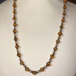 Vintage Murano Sommerso Golden Brown Transparent Beaded Necklace Gold Photo 1