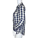 Anthropologie  Holding Horses Shirt Womens‎ 2 Blue White Plaid Metal Snap Western Photo 2