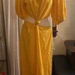 Farm Rio Yellow knotted puff sleeve dress Large Photo 7