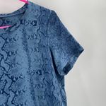 ACROBAT Tunic Top Extra Small 100% Silk Blue Snakeskin Snake High Side Slits S/S Size XS Photo 7