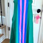 Colorful Maxi Dress Green with Vertical Pink Blue Striped New Size XS Photo 0