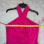Adrianna Papell  Stretch Satin Halter Gown Hot Pink 10 Photo 6