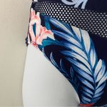Carmen Marc Valvo One Shoulder Mesh Cutout Navy Floral One-Piece Swimsuit 10 New Photo 4
