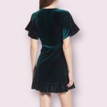 MISA Los Angeles  Desma Wrap Dress in Emerald Green Velvet Size Large Photo 2