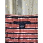 American Eagle  Ribbed Stripe Stretch Knit Scoop Neck Faux Button Down Top M Photo 3