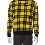 Nike NWOT Sweatshirt Womens Sz Md Crewneck Plaid Yellow Black Embroidered Swoosh Photo 0