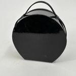 RARE Thierry Mugler Makeup Case Handbag Round Hard Patent Black Zip Around VTG Photo 4