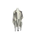 Handmade Mudcloth Ruana Gray and Black Geometric Handwoven Shawl Malian Bogolan Photo 1