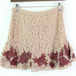 Raga Anthro  Azaria Lace Mini Skirt Taupe Size S‎ Photo 0