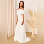 Lulus  Exceptional Romance White Off-the-Shoulder Mermaid Maxi Dress Size L NWOT Photo 11