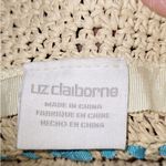 Liz Claiborne Vintage Raffia Sun Hat Beige & Blue vacation hat beach hat Photo 4