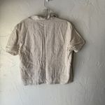 Cottage Button Up Shirt Medium Beige Short Sleeve Embroidered Pockets Casual Top Photo 5