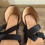 Black Faux Leather Flats Dress Shoes Size 40 Pointed Toe elastic straps Photo 7