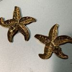 Gold Starfish Stud Flat Backed Pierced Earrings Gold Photo 3
