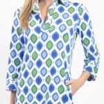 Jude Connally Marlowe Trellis Cobalt Kelly Dress Collared 3/4 Sleeve Preppy S Blue Photo 0