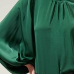 Sugar Lips Emerald Satin Balloon Sleeve Blouse Photo 2
