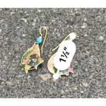 Gold tone fishhook backing and turquoise teardrop fish earrings Green Photo 2