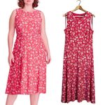Ralph Lauren Lauren Sleeveless Floral Fit & Flare Midi Dress Womens 12 Pink Chic Photo 1