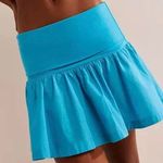 Free People  Bubble Ruffle ‘Milo’ Drop Waist Mini Skirt Tropical Blue Size Medium Photo 0