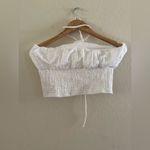 Anthropologie White Off-Shoulder Smocked Top Photo 2