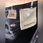 Reformation  Mid Rise Skinny Black White Pinstripe Jeans Size 26 Photo 4