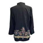 Citron Santa Monica Silk Linen Blouse with Black with dragon floral motif (S) Photo 1