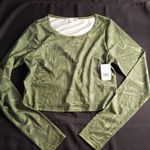 Good American Good‎ American Pesto Swirl Mesh Crop Top NWT Women’s 2 Photo 1