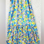 Black Tape soft leaves floral smocked midi dress with tiered ruffle. Size M. NWT Blue Size M Photo 3